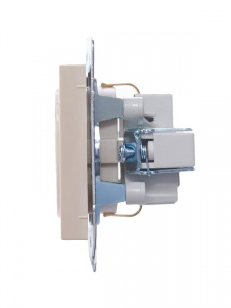 Розетка 1-м СП Vesna с заземл. ПБТ механизм крем. LEZARD 742-0388-122B